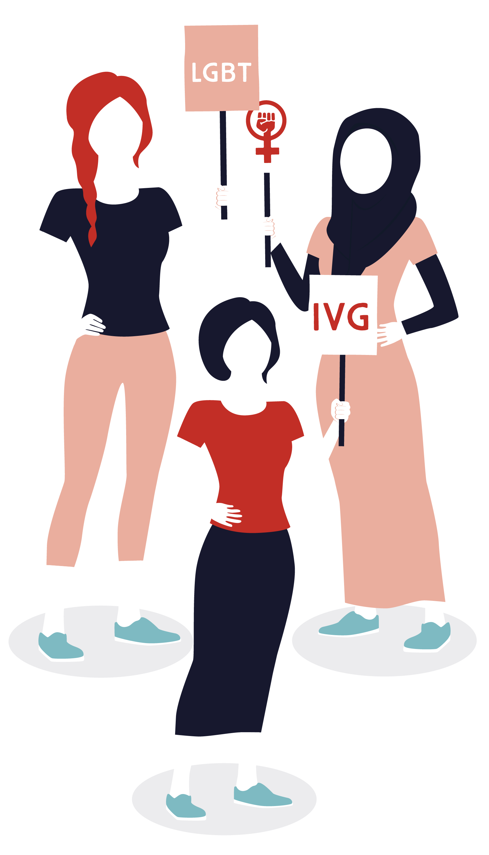 Illustration d'un groupe de femmes, pour le Planning Familial 33