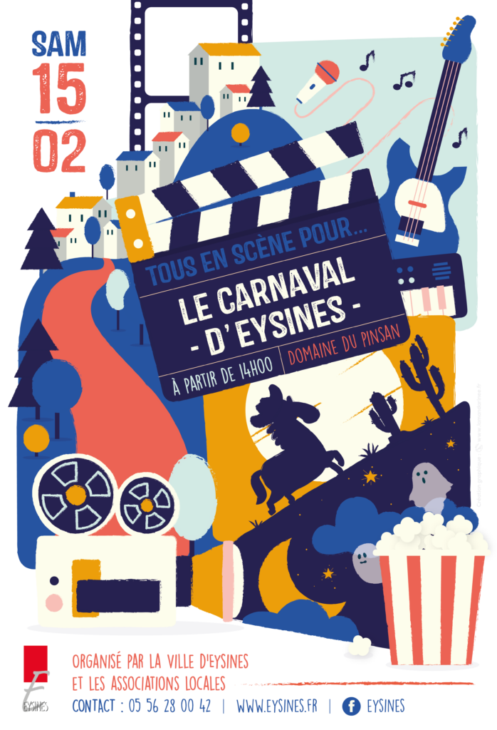 Affiche illustrée pour le carnaval de la ville d'Eysines, proposition non retenue
