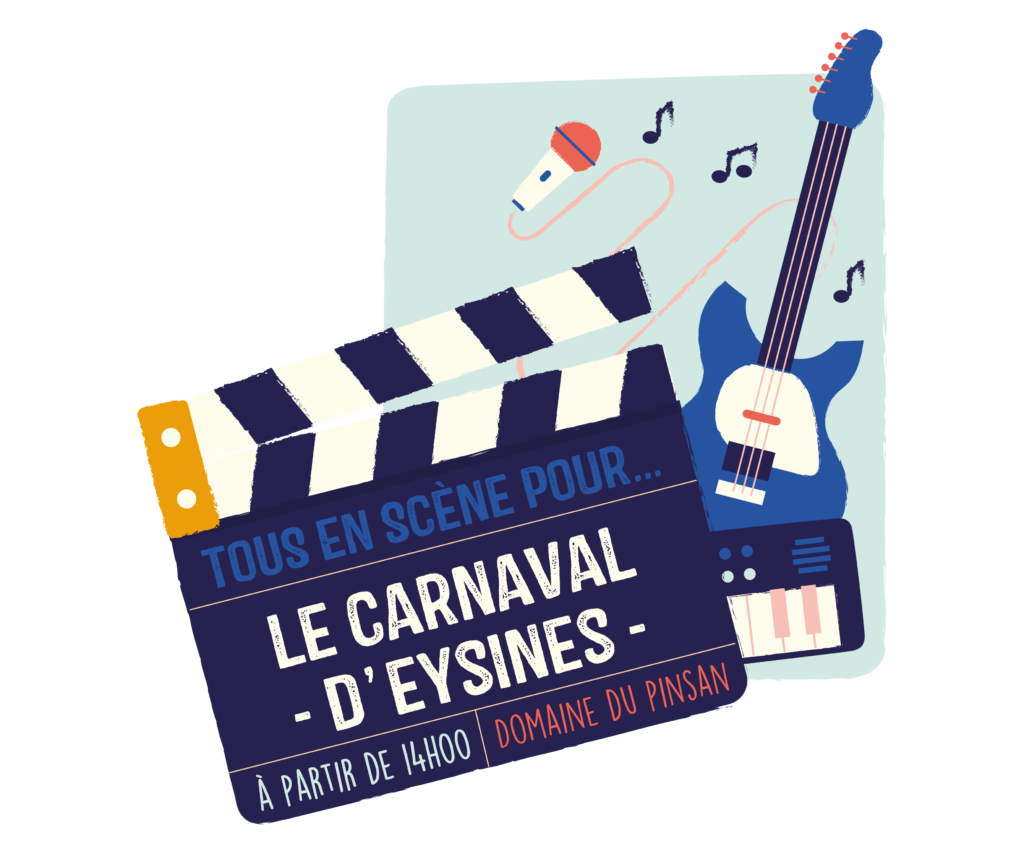 Illustration sur le thème du cinéma, clap de cinéma et représentation de films sur la musique