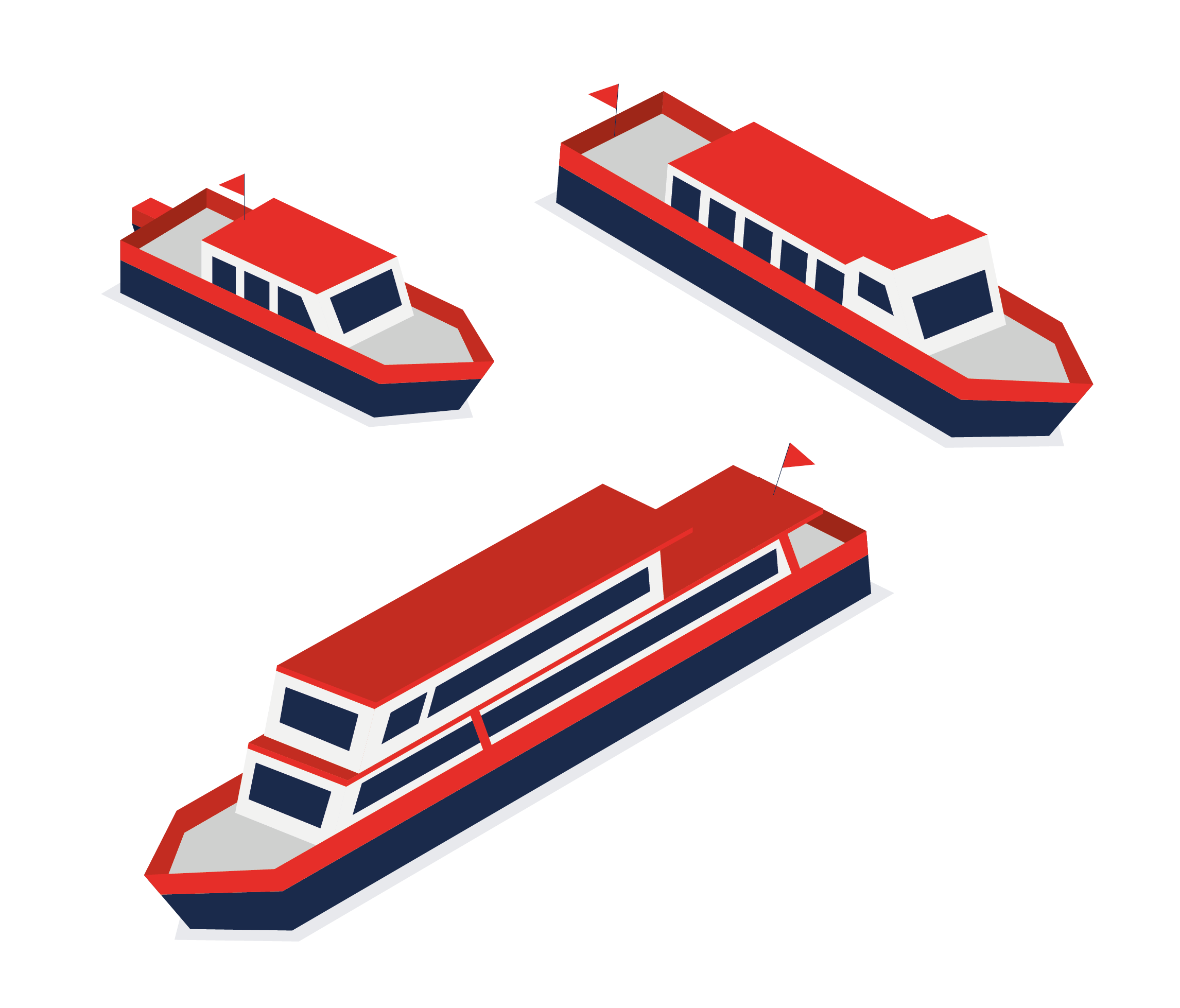 Illustration de bateaux en isométrie