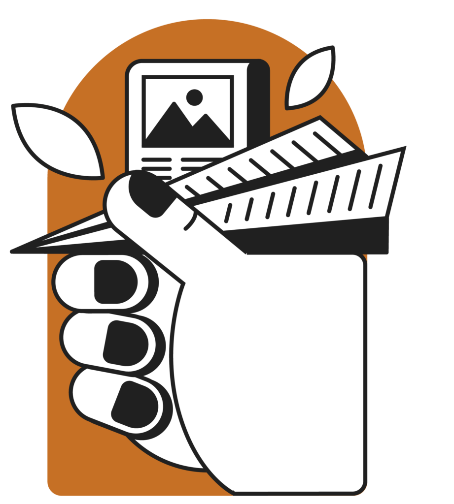 Illustration sous forme de pictogramme du service création de support de communication print & web