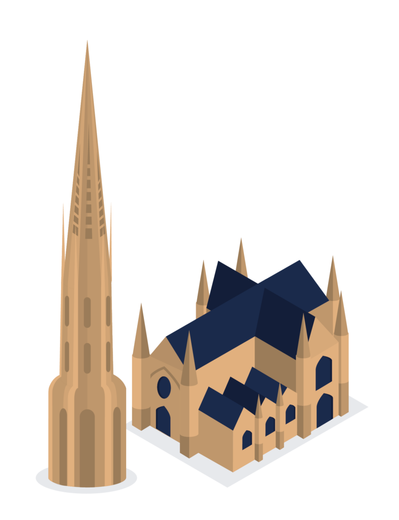 Illustration en isométrie de la Basilique Saint-Michel à Bordeaux