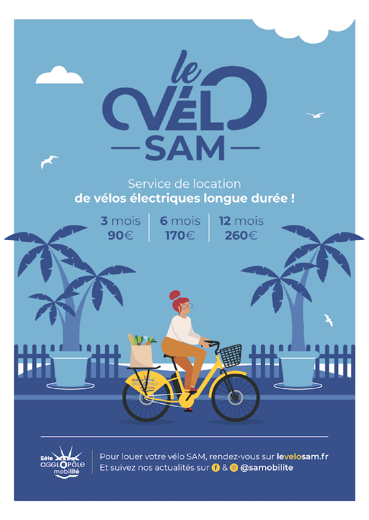 Affiche présenter le service de location de vélo de Sète