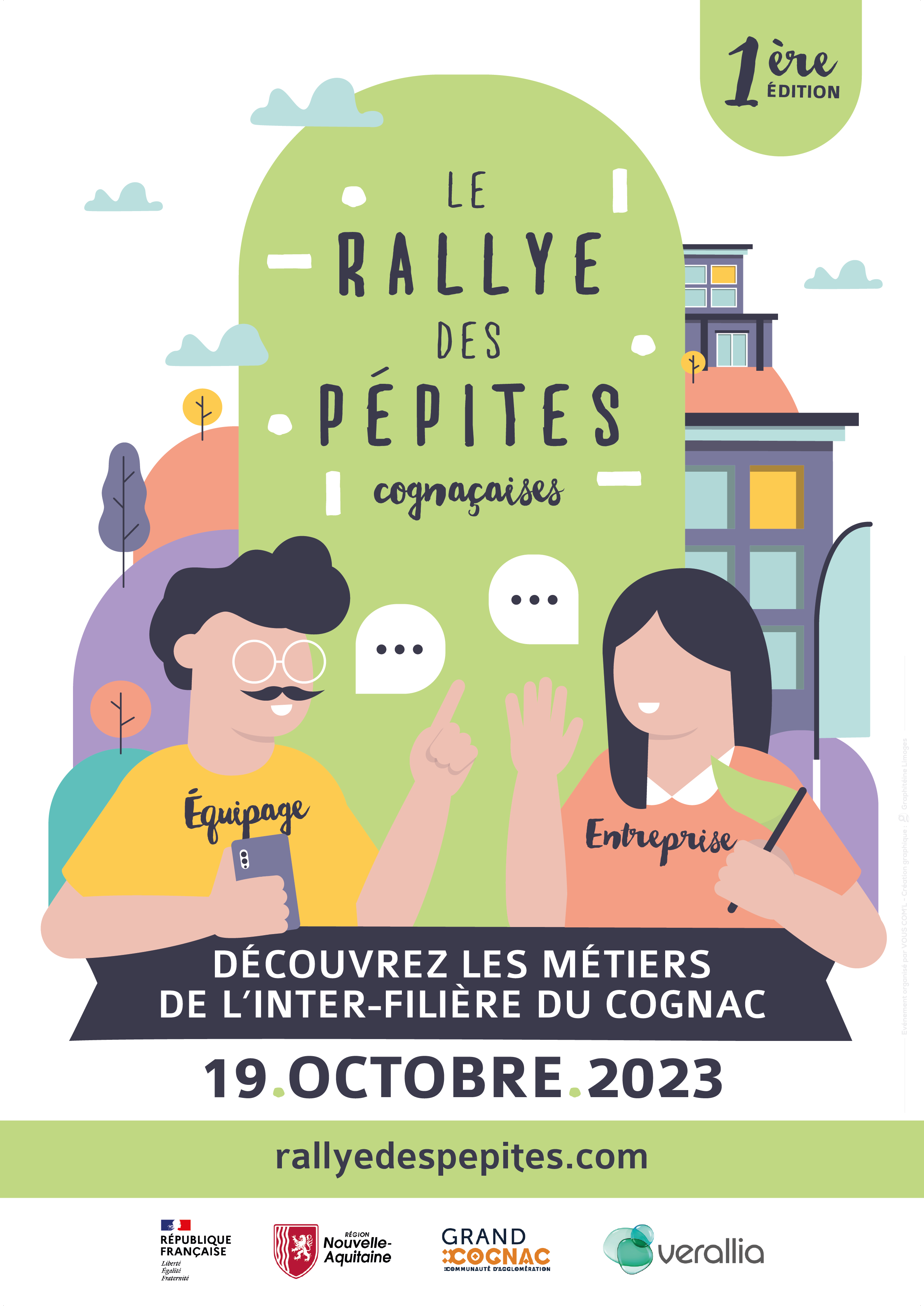 Illustration graphique pour l'affiche du Rallye des Pépites Cognaçaises