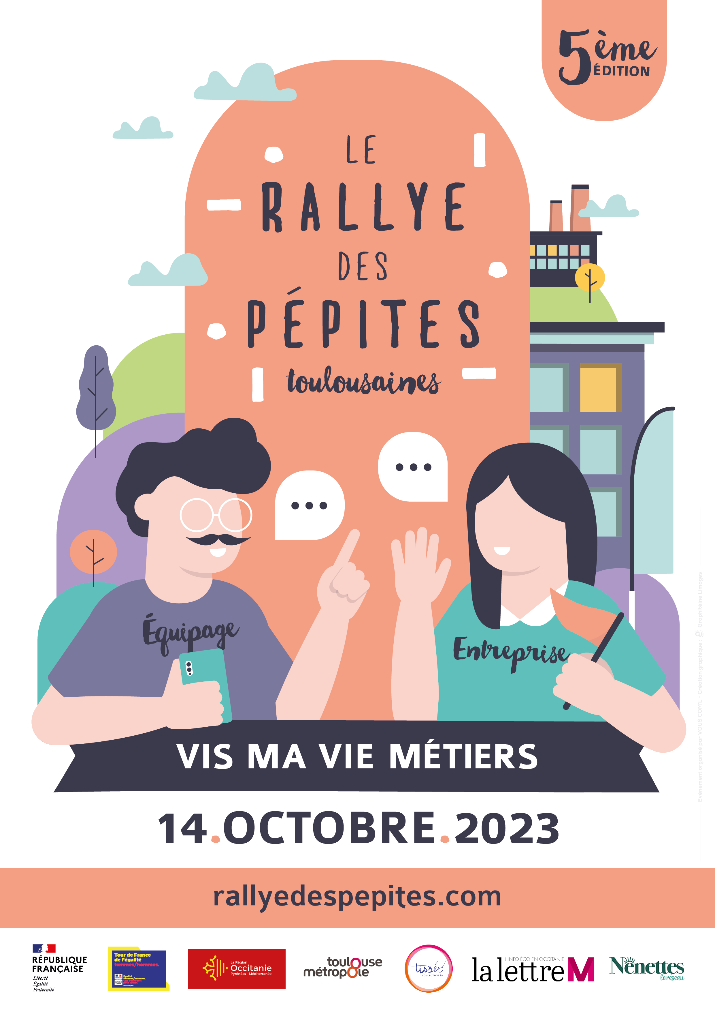 Illustration graphique pour l'affiche du Rallye des Pépites Toulousaines