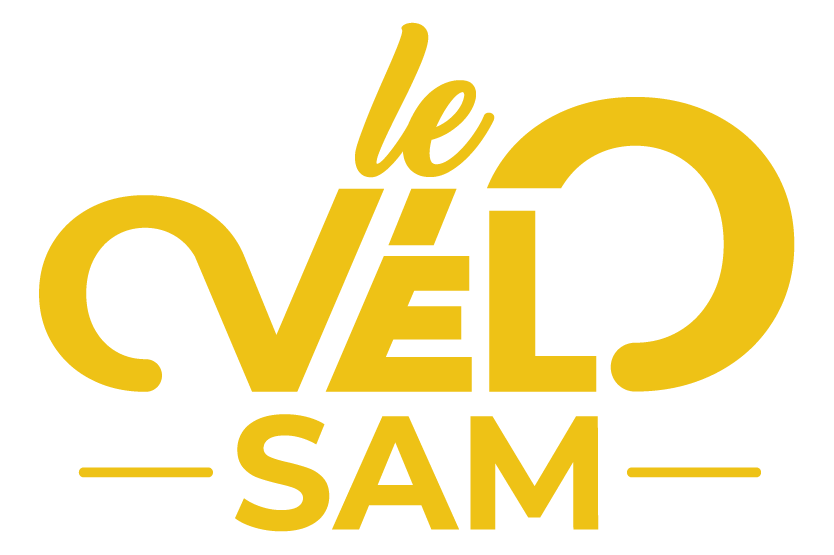 Logo du service de location de vélo couleur jaune, vélo SAM, Sète