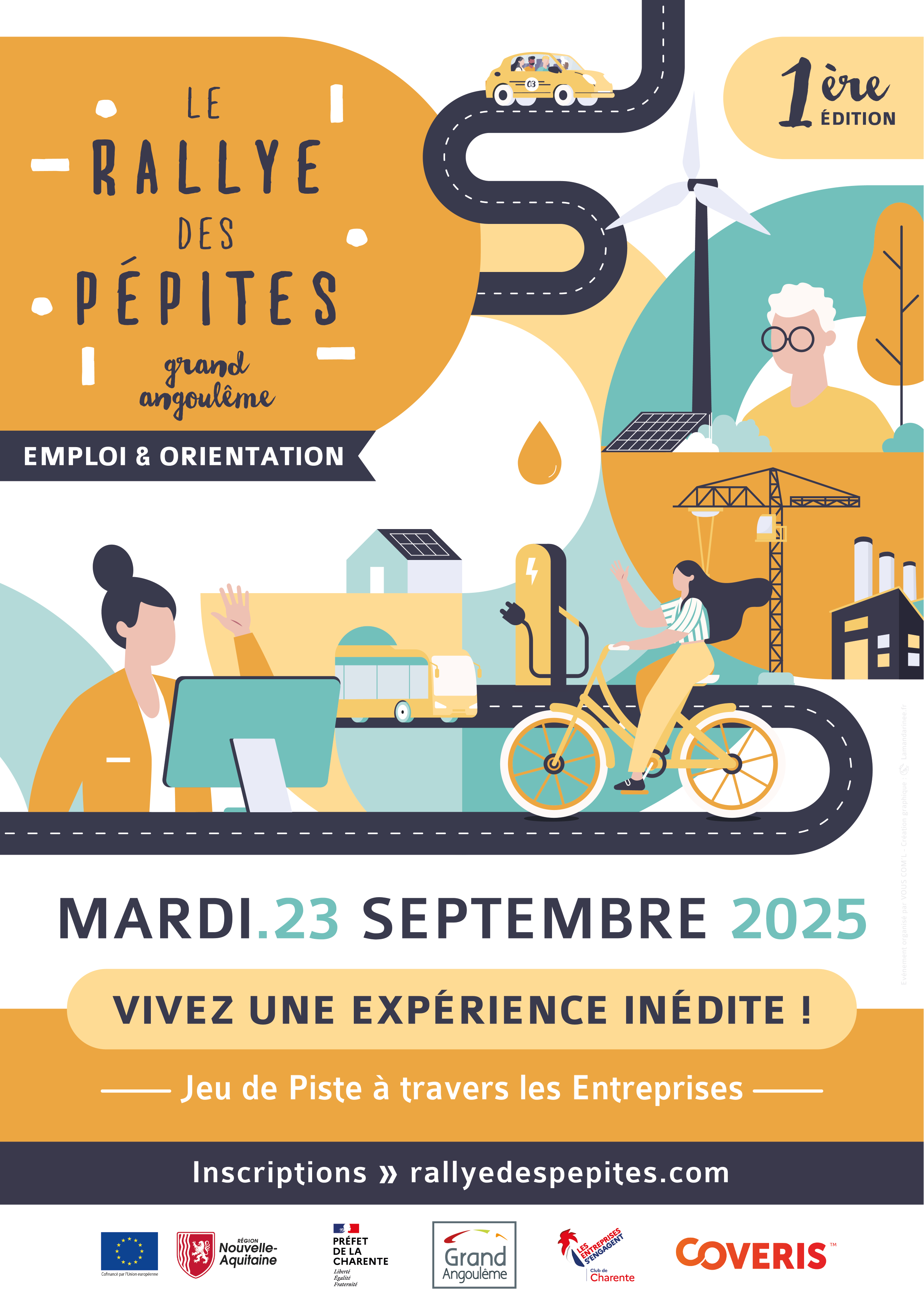 Affiche pour la communication illustrée du Rallye des Pépites Grand Angoulême 2025