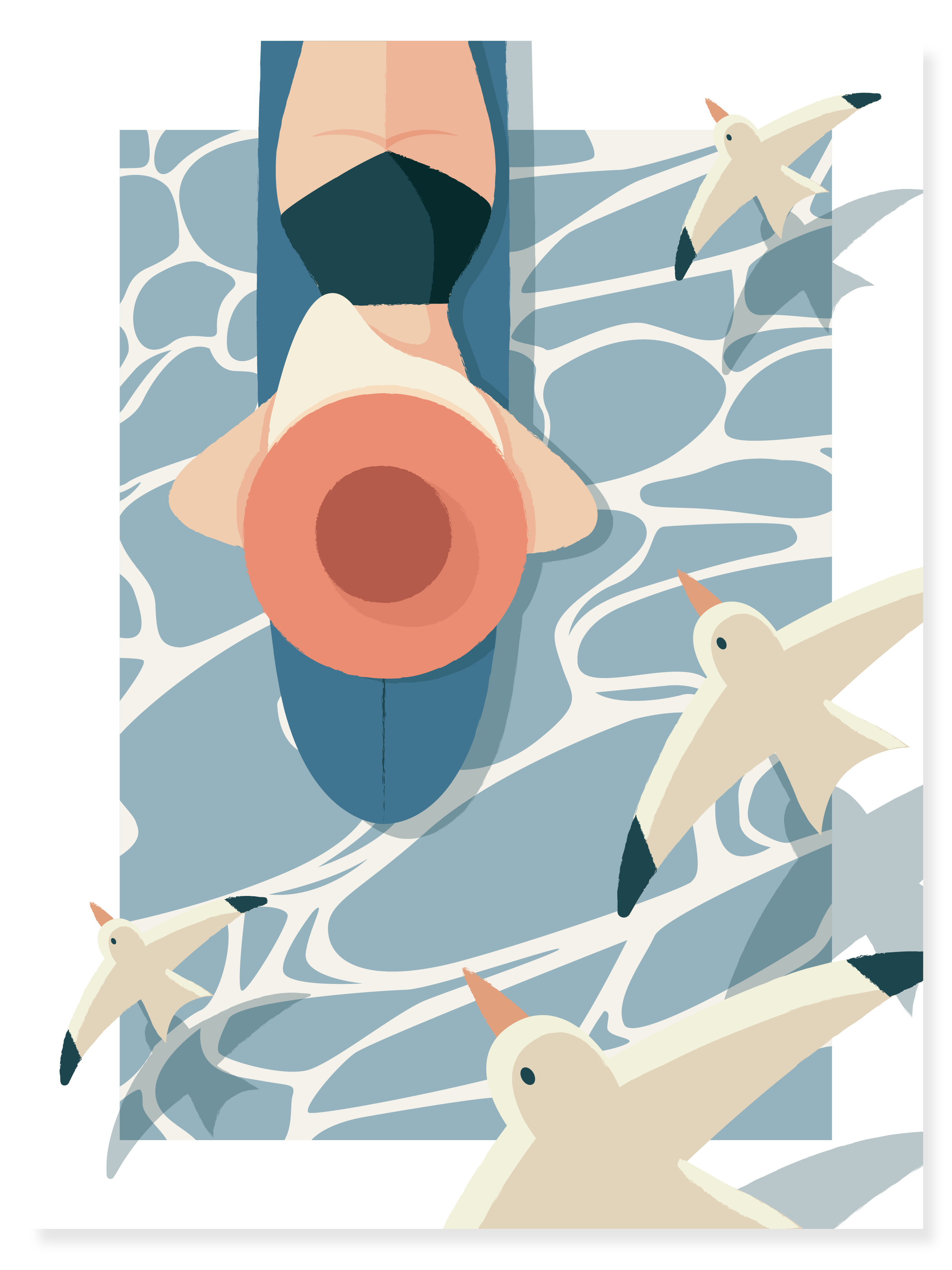 illustration personnelle femme sur l'océan par lamandarinee